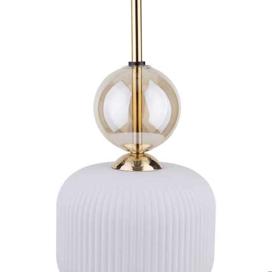 lampada a sospensione tonda in vetro bianco sfera ambra